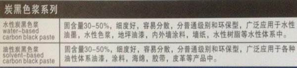 炭黑色浆系列介绍
